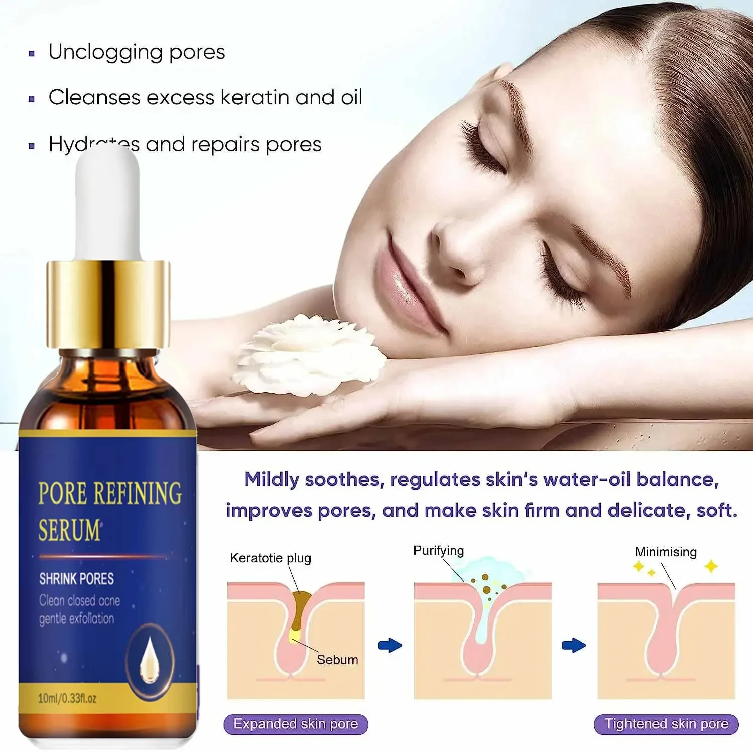 Removing Large Pores Pore Shrinking Serum Face Tightening Repairing Facial Pore Remover Minimizing Moisturizing Skin Care