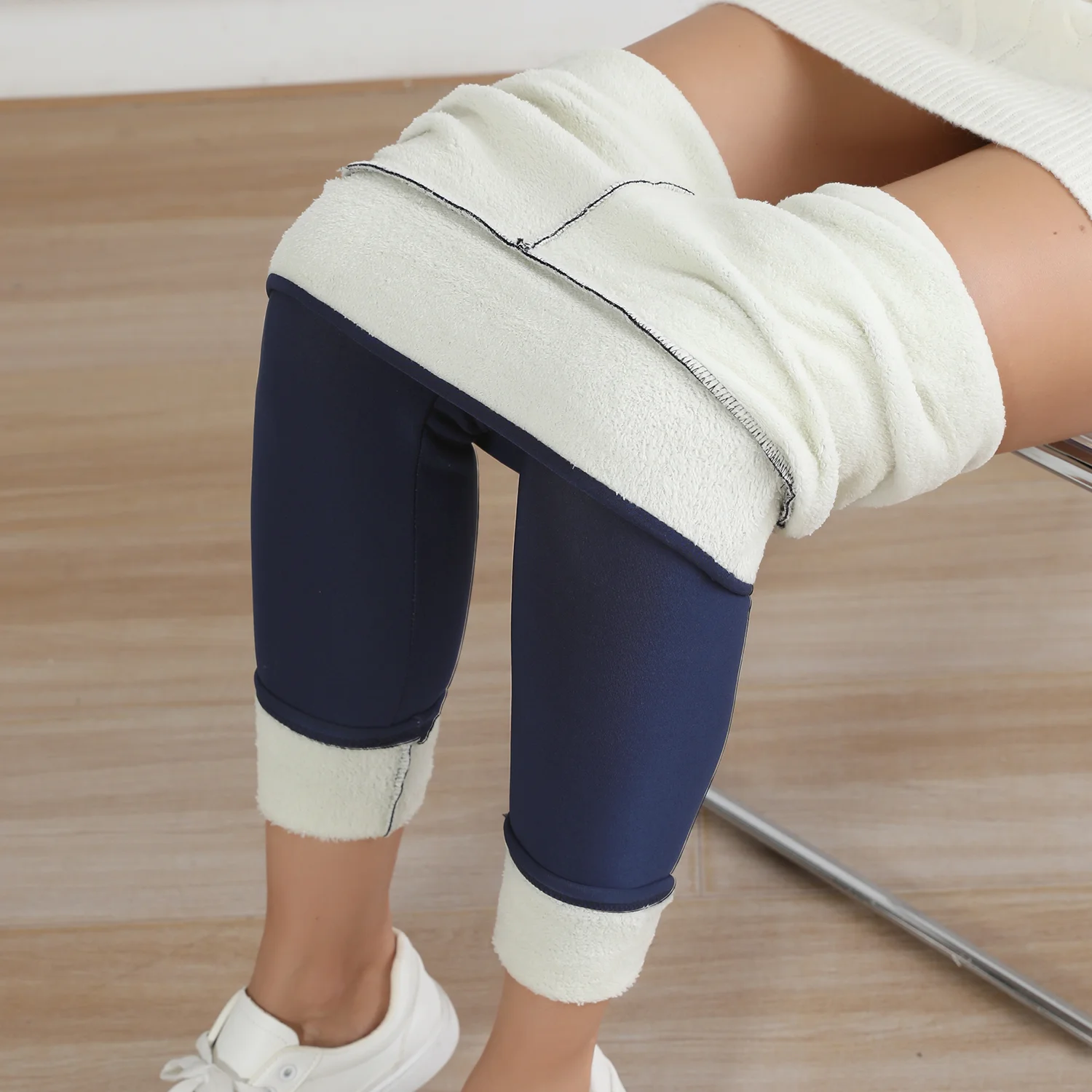 Herbst Winter Warme Fleece Frauen Leggings Samt Verdicken Hohe Taille Strumpfhosen Elastische Dünne Einfarbig Leggings Verhindern Kalte Strumpfhosen
