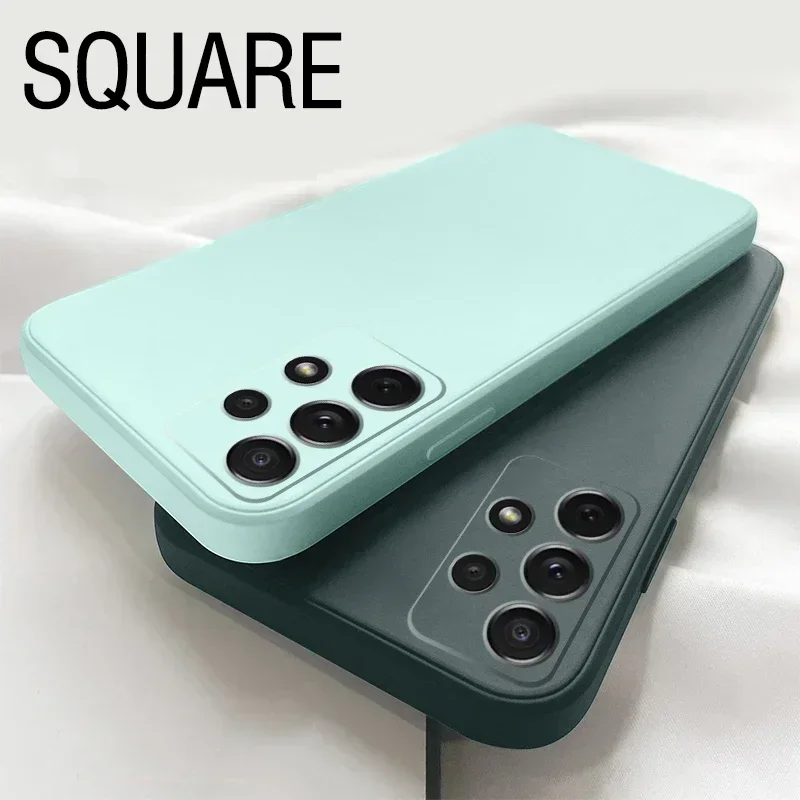 Square Candy Silicone Phone Case For Samsung Galaxy A33 A53 A73 5G A13 A03 A52S A02 A02S A12 A22 A32 A52 A72 A82 Slim Soft Cover