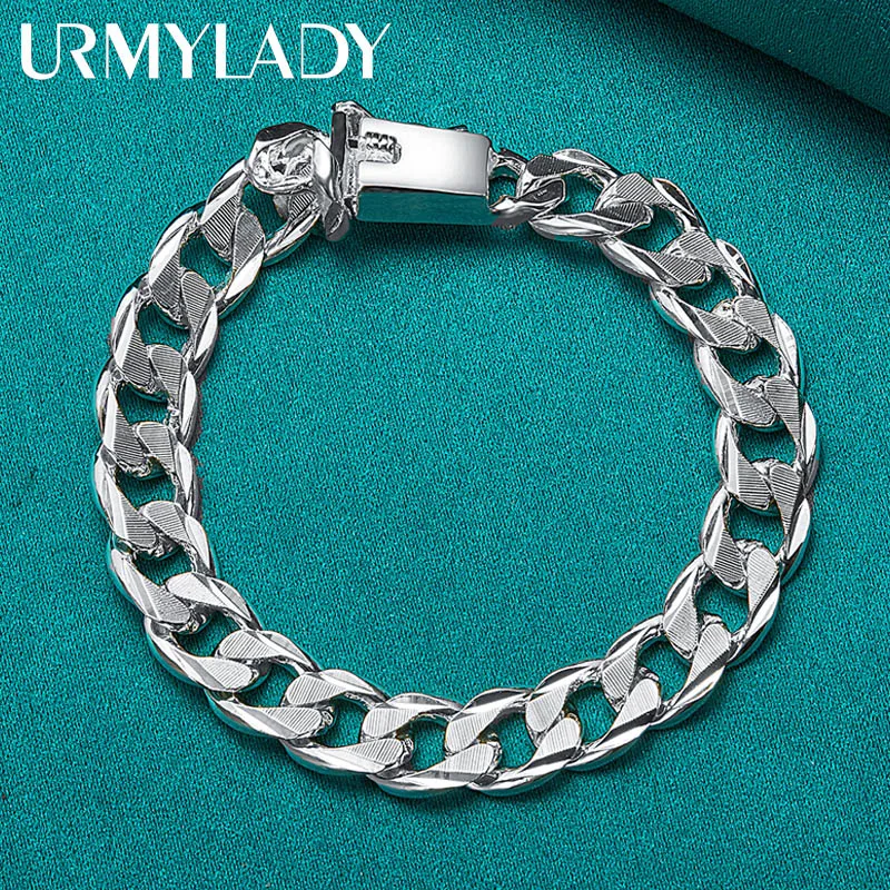 Fine 925 Sterling Silver Men 10MM Side Chain Bracelet For Women Wedding Party High Quality Gift Fashion Jewelry