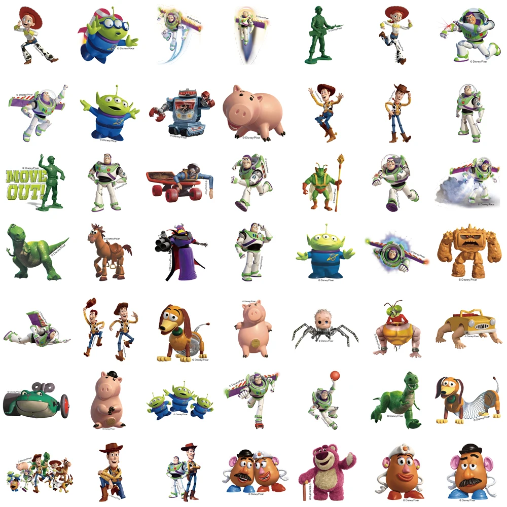 50PCS 3D Toy Story Sticker Disney Skateboard Cartoon Scrapbooking Graffiti Telefoon Auto Muur Kamer Koffie Pegatinas Bar Sticker
