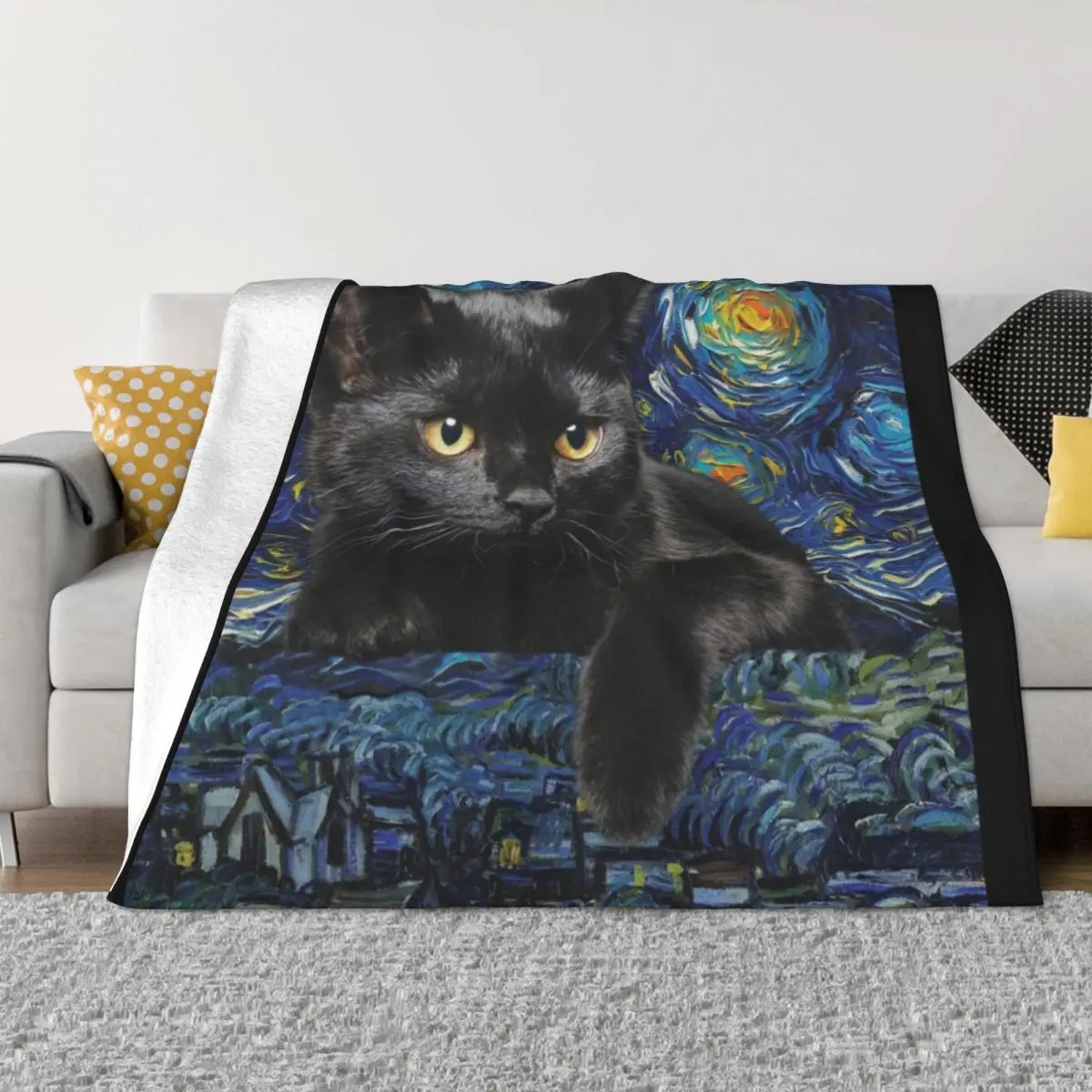 

black cat art designblanket Throw Blanket Luxury Designer Decorative Beds Soft Furry Blankets