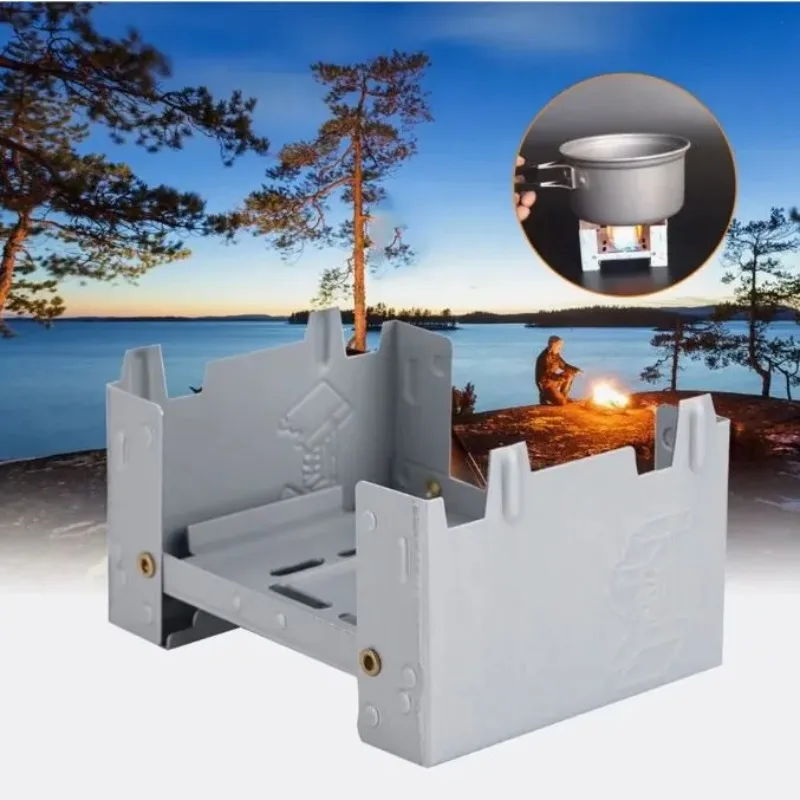 Festbrennstoff-Tabletten-Taschenkocher, Faltbarer Outdoor-Reisekocher, Ultraleichter Alkohol-Campinggrill