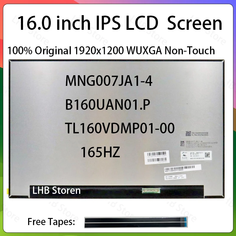 

16-дюймовый ЖК-экран для ноутбука 165 Гц MNG007JA1-4 B160UAN01.P TL160VDMP01-00, матричная панель дисплея, замена, 1920x1200, eDP, 40 контактов