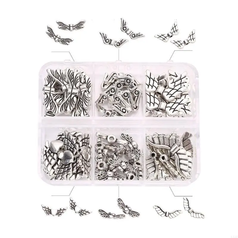  60/160pcs Wing Beads Antique Silver Color Spacer Beads Charm for DIY Jewelry