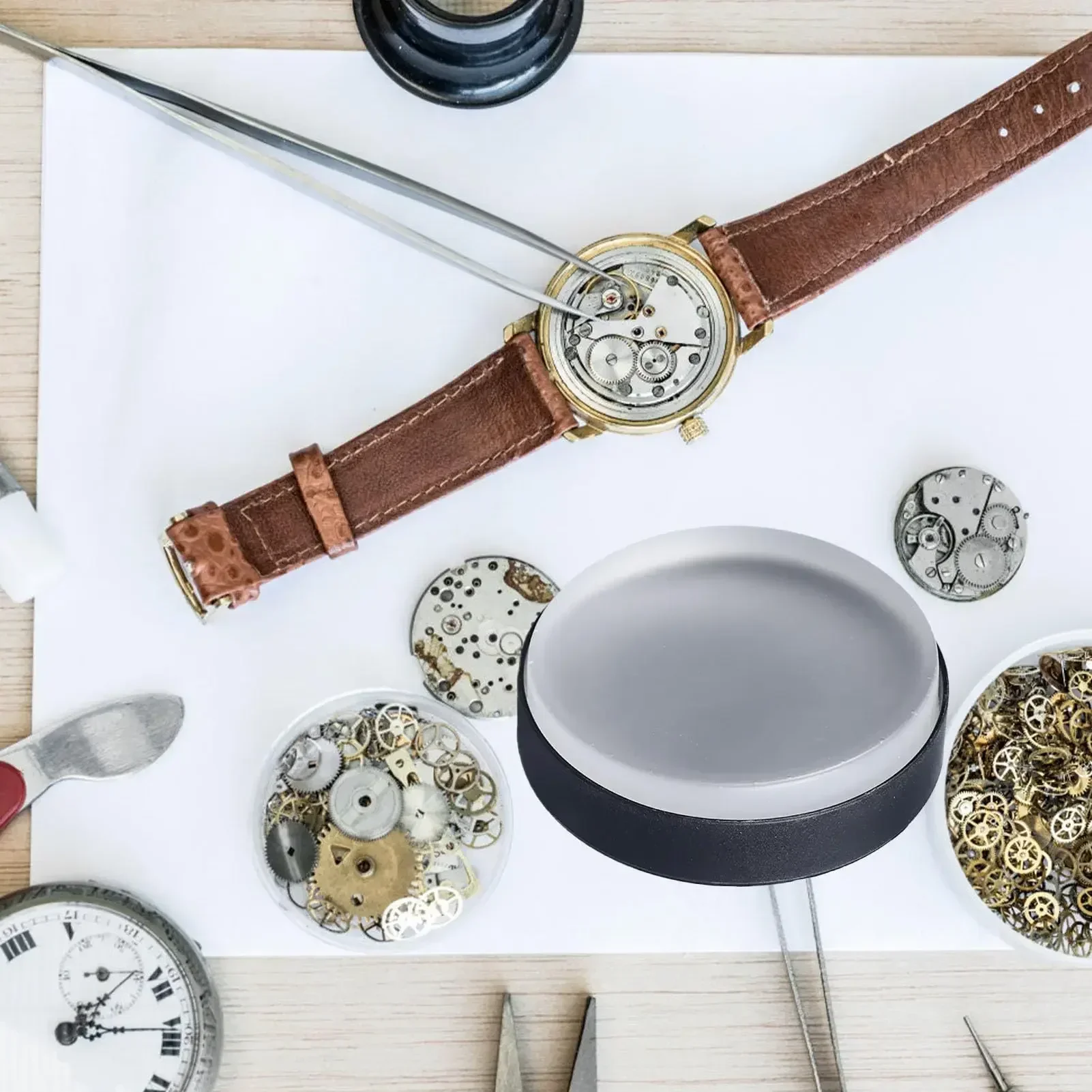 ساعة حركة حامل وسادة ساعة غلاف وسادة شفافة لينة المطاط ساعة أداة إصلاح ساعة حركة وسادة وسادة