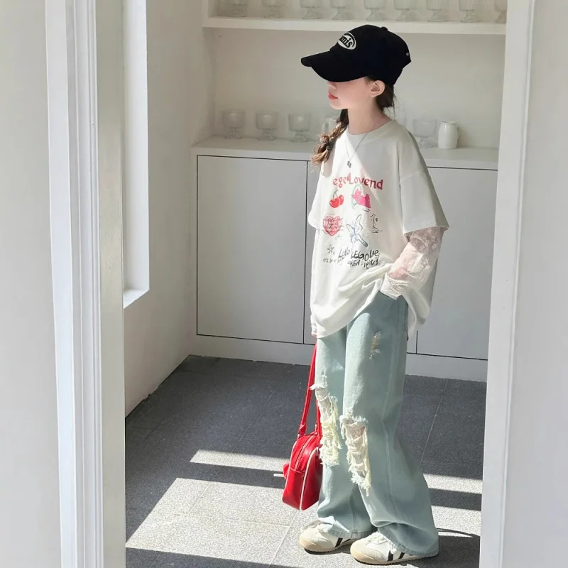 

Girls' Summer Outfit Set2026New stylish and fashionable Korean-style summer two-piece outfit for older children and girls