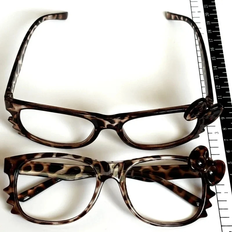 Sanrio Hello Kitty Glasses Leopard Print Eyeglasses Frames Y2K Spectacles Without Lenses Fashion Women's Decoration Accessories