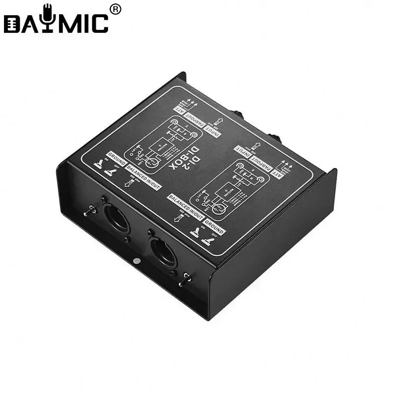 Audio DI Box 2 channel Passive DIRECT BOX mini Injection Audio Converter DB 02 Music Equipment For Live Show outdoor