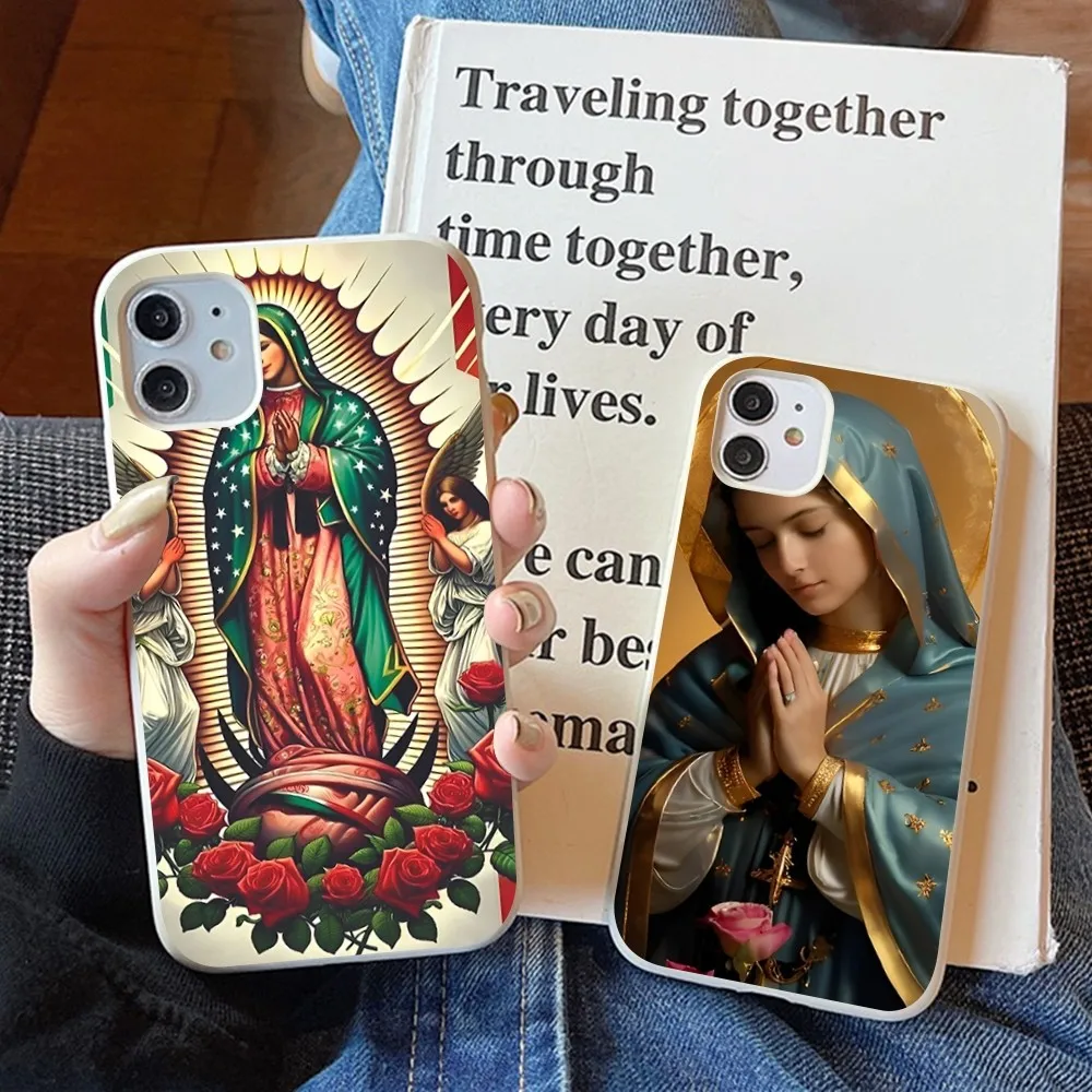 Casing ponsel Retro Our Lady Of Guadalupe warna polos lembut untuk Iphone 14 11 12 13 Mini Pro Max 7 8 Plus 6 6s X Xs Max Xr