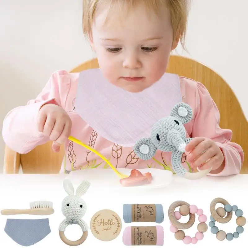 Jouets à mâcher pour bébé, hochet de bain en forme d'éléphant et de lapin, ensemble de jouets de dentition pour bébé, apprentissage éducatif, jouets de développement pour bébé garçon et