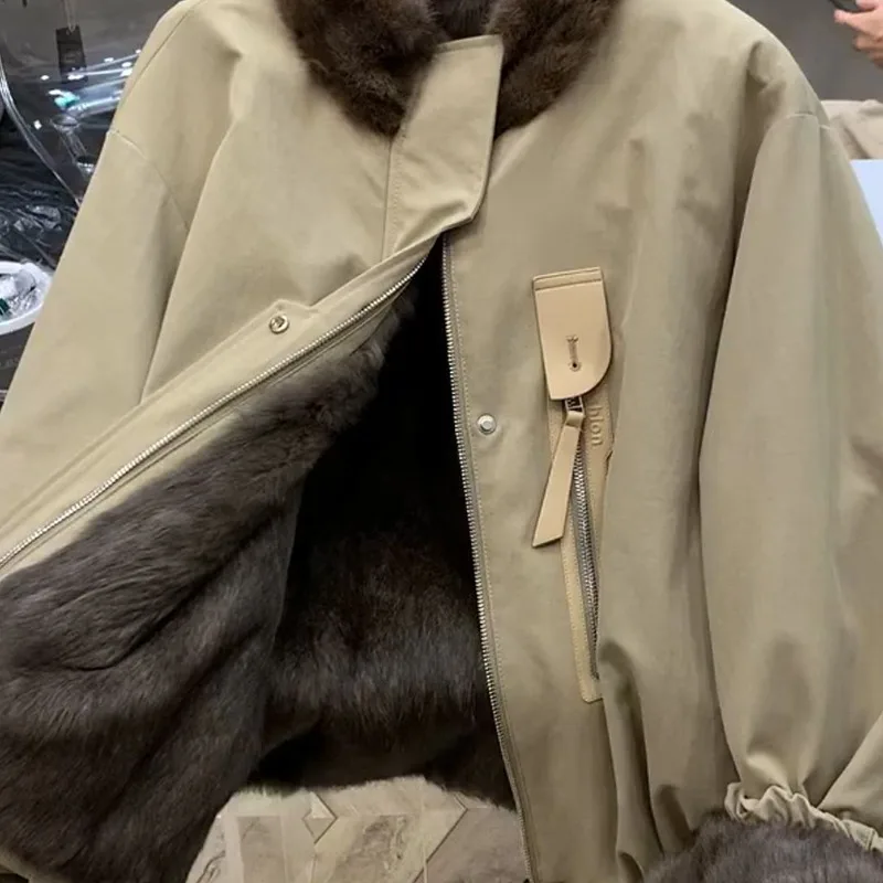 

Меховой воротник, имитация собольной подкладки, зимняя маленькая короткая меховая утолщенная теплая меховая куртка, пирог, служащий женский темперамент, для поездок на работу