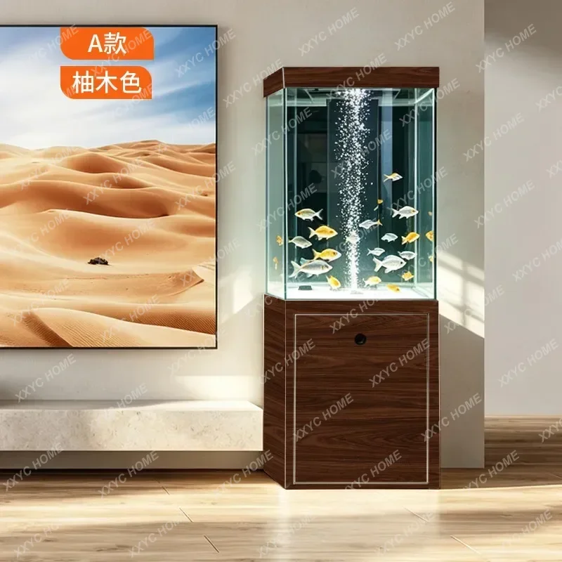 XXHigh-end tank dry and wet separation living room decoration ultra-white fish tank without pipe fittings bottom filter