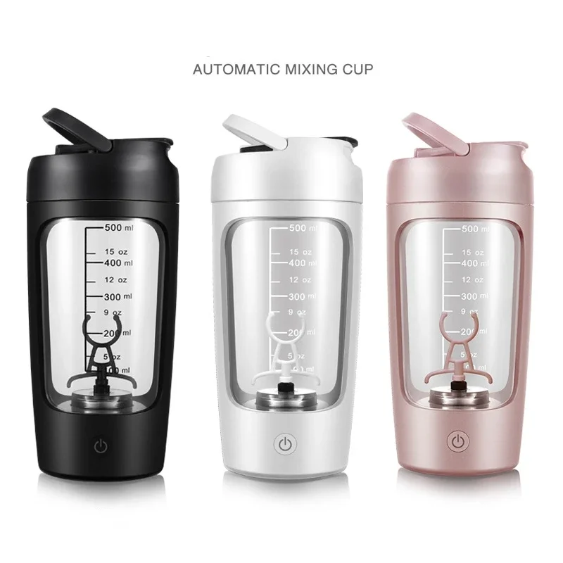 630ml Electric Protein Shaker Cup with Powder Storage Container Mixer Cup Gym Sport Water Bottles with Wire Whisk Ball Drinkware