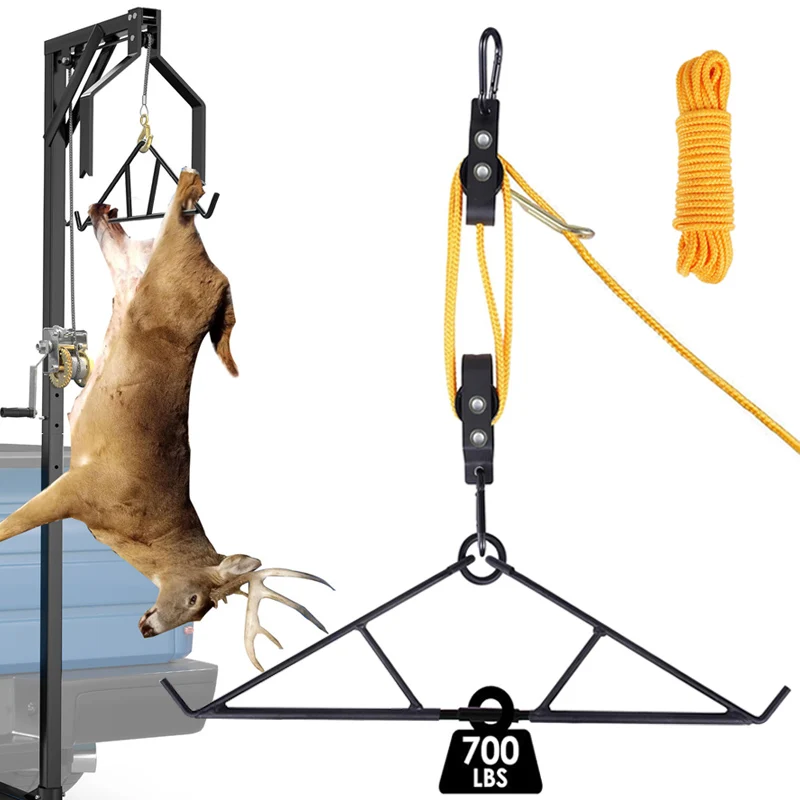 Deer Hanger for Skinning Deer Hunting Game Hoist Pulley Lift System with Gambrel To 700LB for Hanging Processing Deer Hog Goat