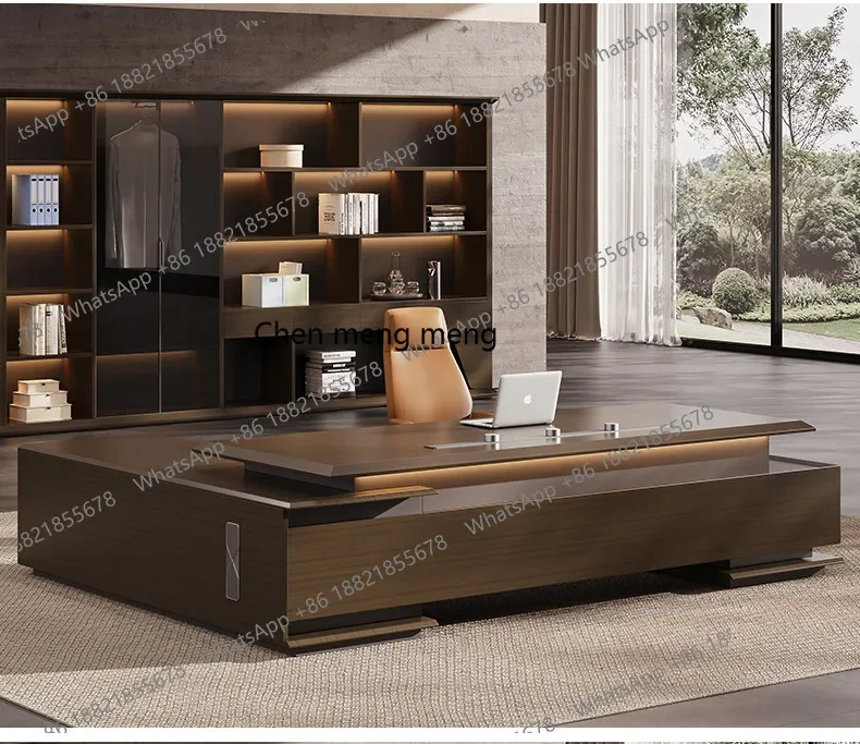 a55 High-end President's Office Desk and Chair Combination Italian Modern Light Luxury Office Chairperson's Bench