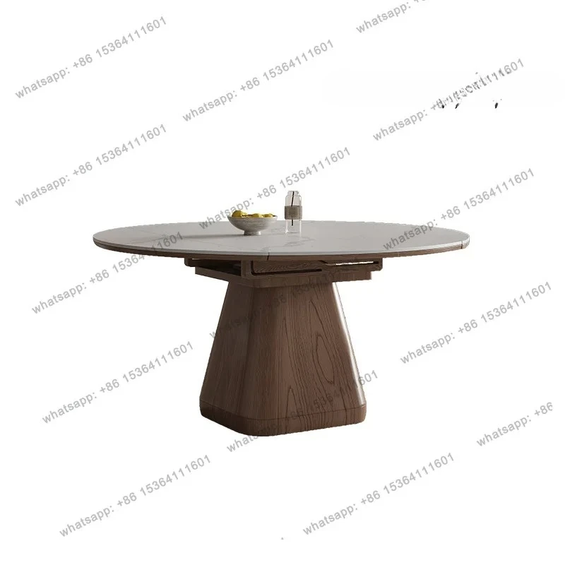 French square to round household solid wood combination dining table rock slab telescopic dual-purpose folding table