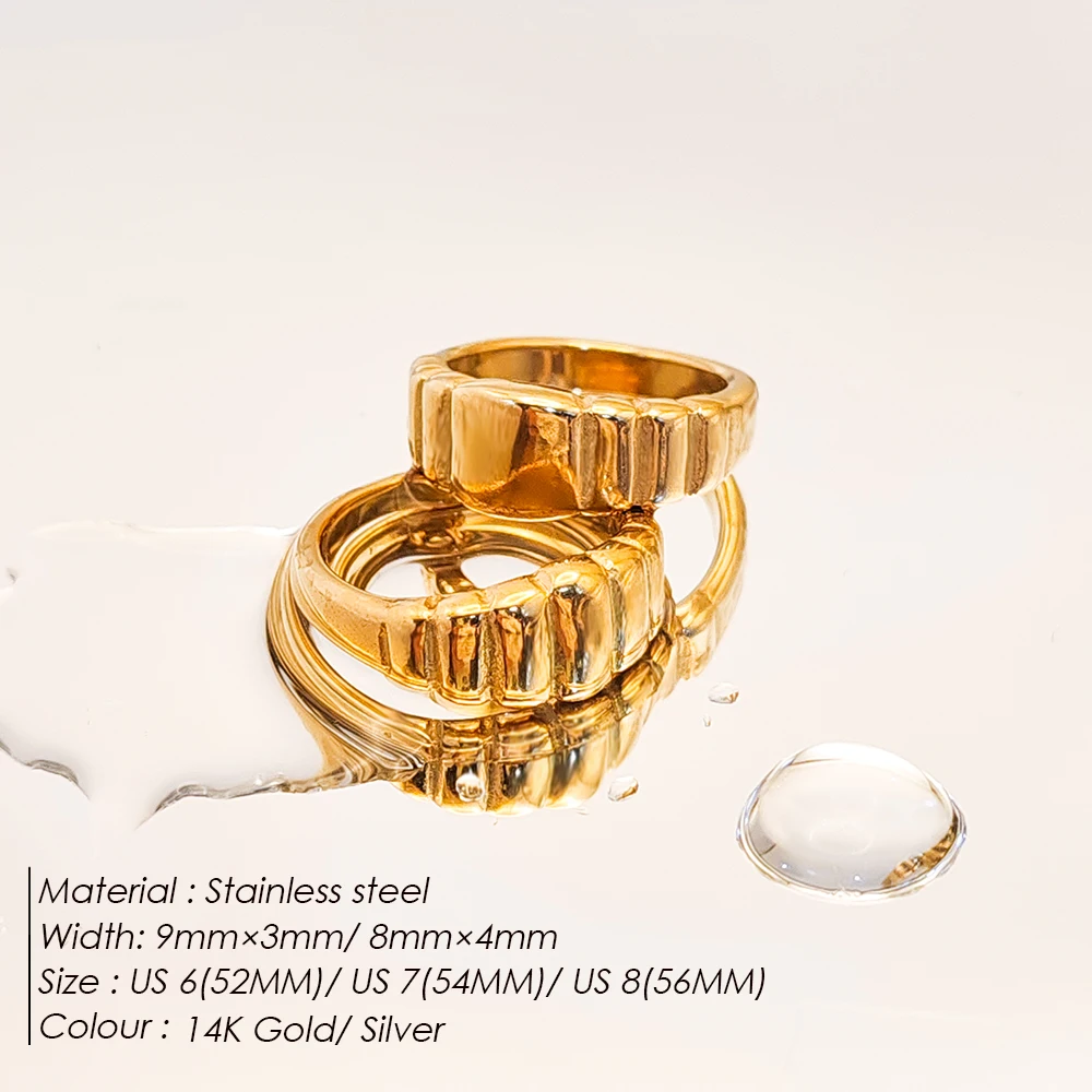 EMANCO Bread Pattern Ring Stainless Steel Jewelry Twist Personalized Couple Rings Women's Jewelry