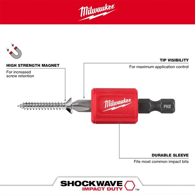 Magnetic Philips PH2 Drill Bits Conjuntos de Acessório, Shockwave, Impact Duty, Alta Dureza, Acessórios para Ferramentas Elétricas, Milwaukee, 48-32-4550