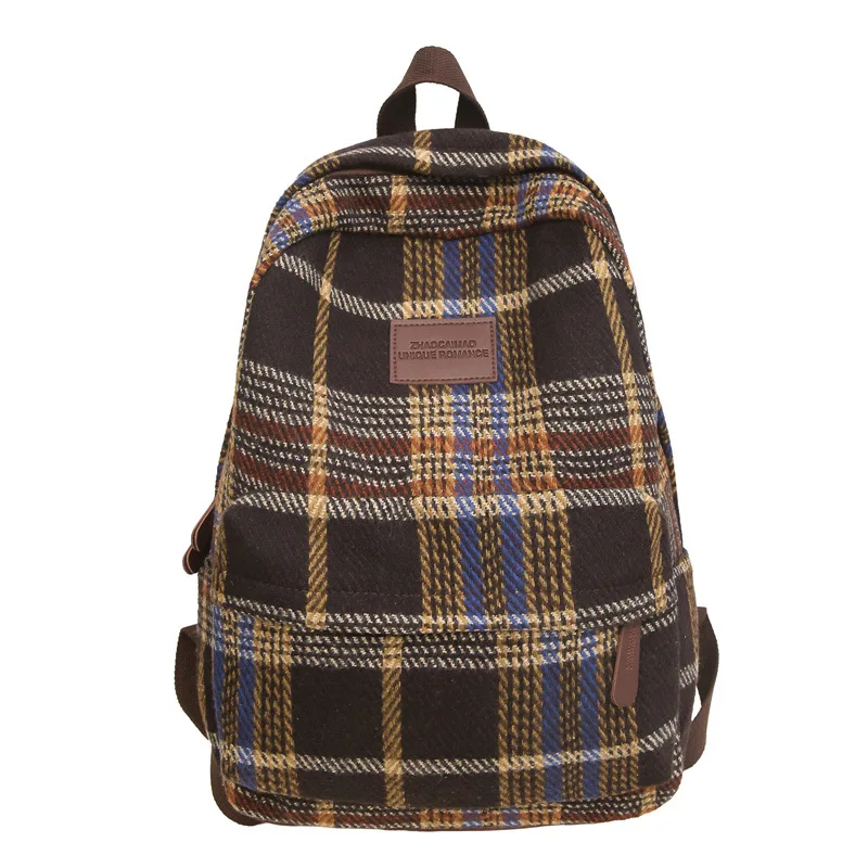 Winter Women Backpack Japanese Teen Students Two Shoulder Schoolbag Literary Girls School Backpack Fashion Retro Tweed Backpack