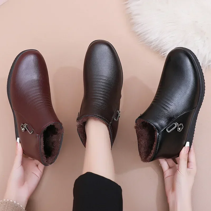 Women's Ankle Boots Winter Cotton Shoes Plush Comfort Anti Slip Warm Short Boots Waterproof Outdoor Cold Proof Cotton Boots 2025