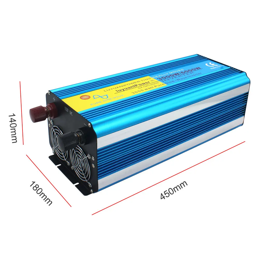 12V 3000W Pure Sinewave Inverter 110V Peak 6000W Converter Home UPS Inverter Intelligent Inverter US Socket for Pump Car Fridges