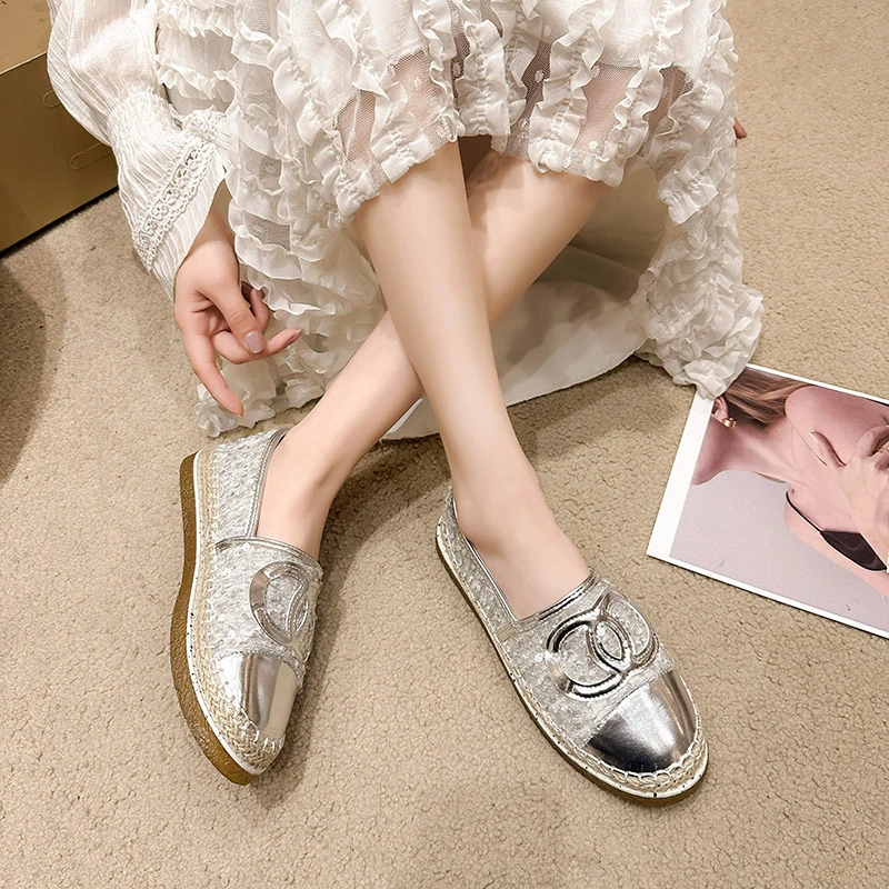 

2024 New Thick Sole Slip-on Lazy Loafers Women's Shoes Small Fragrant Wind Flat Round Head Shallow Mouth Women's Fisherman Shoes