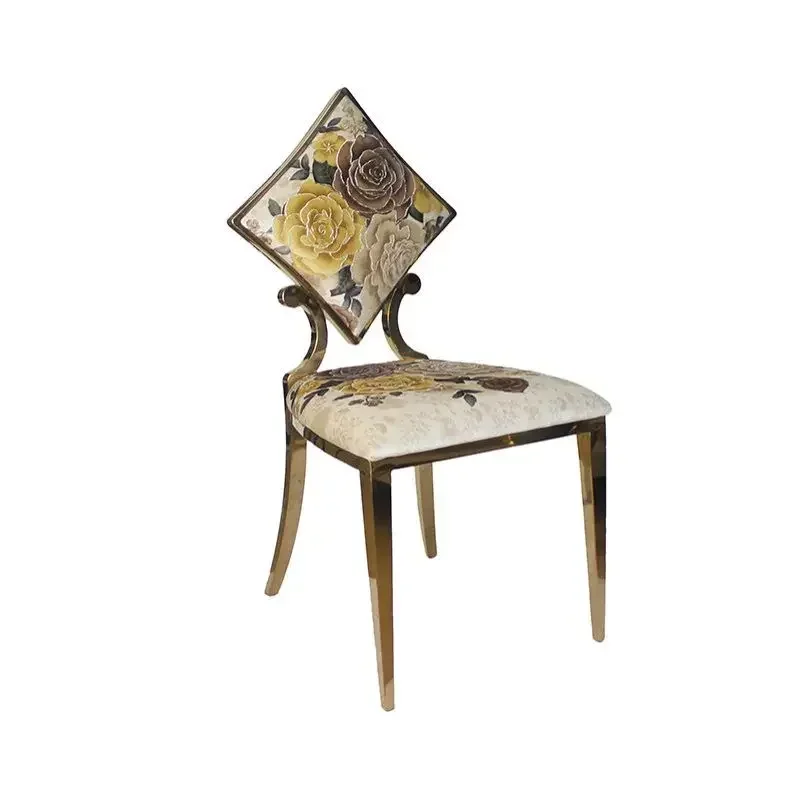 Gold painted metal banquet chairs with stackable design suitable for hotel use
