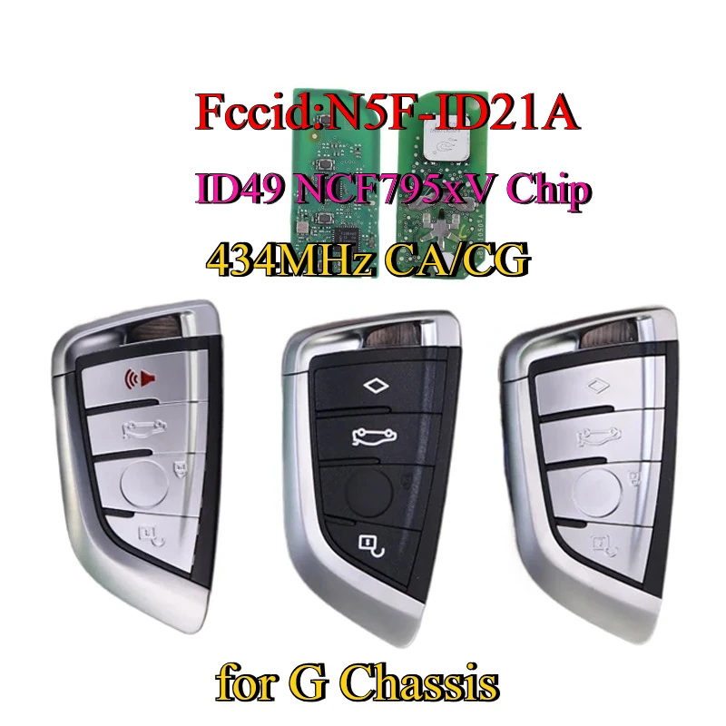 

Fccid:N5F-ID21A 434 МГц CA/CG ID49 NCF795xV Чип-ключ-брелок для автомобилей BMW 3, 5, 6, 7 серий G, G01, G02, G08, G30, G31, G32, G38, X3, X5, X7