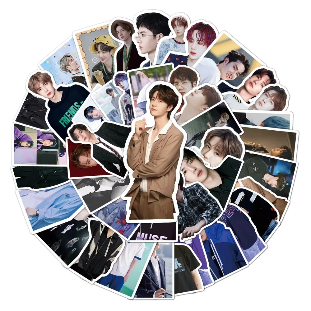 50 Uds. De pegatinas de dibujos animados Wang Yibo, Graffiti Star, iPad, cuaderno, coche, guitarra, ordenador, patrón, álbum de recortes, decoración de juguete