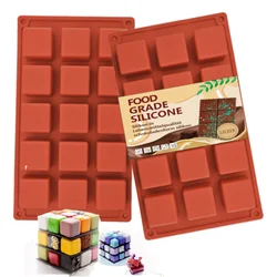 15Holes Cake Cavity Silicone Mold Cube Non Stick Dessert Pastry Mold Magic Cube Splice Cake Square Brownie Molds Cake For Baking