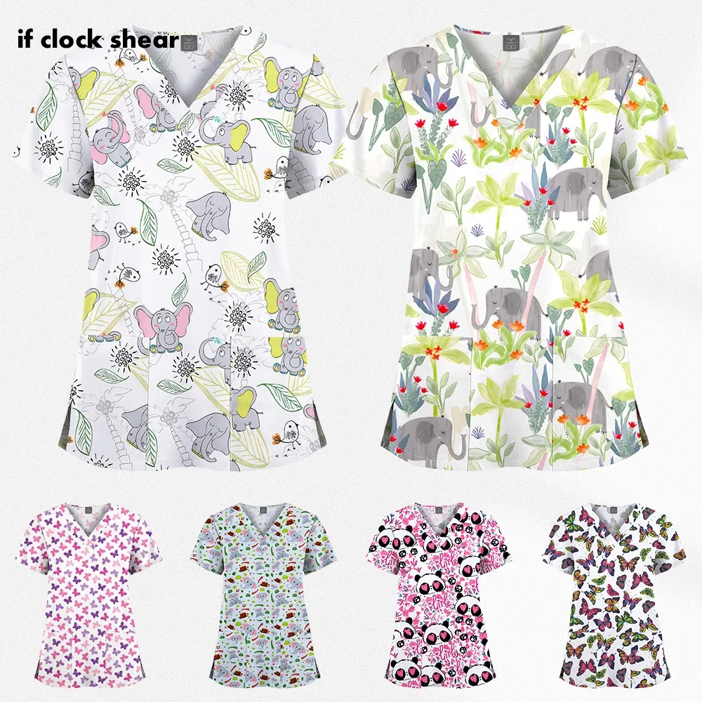 animal-dos-desenhos-animados-impressao-pet-clinica-veterinaria-trabalho-camisetas-hospital-enfermagem-esfrega-topos-odontologia-medico-blusa-uniformes-cirurgicos-medicos