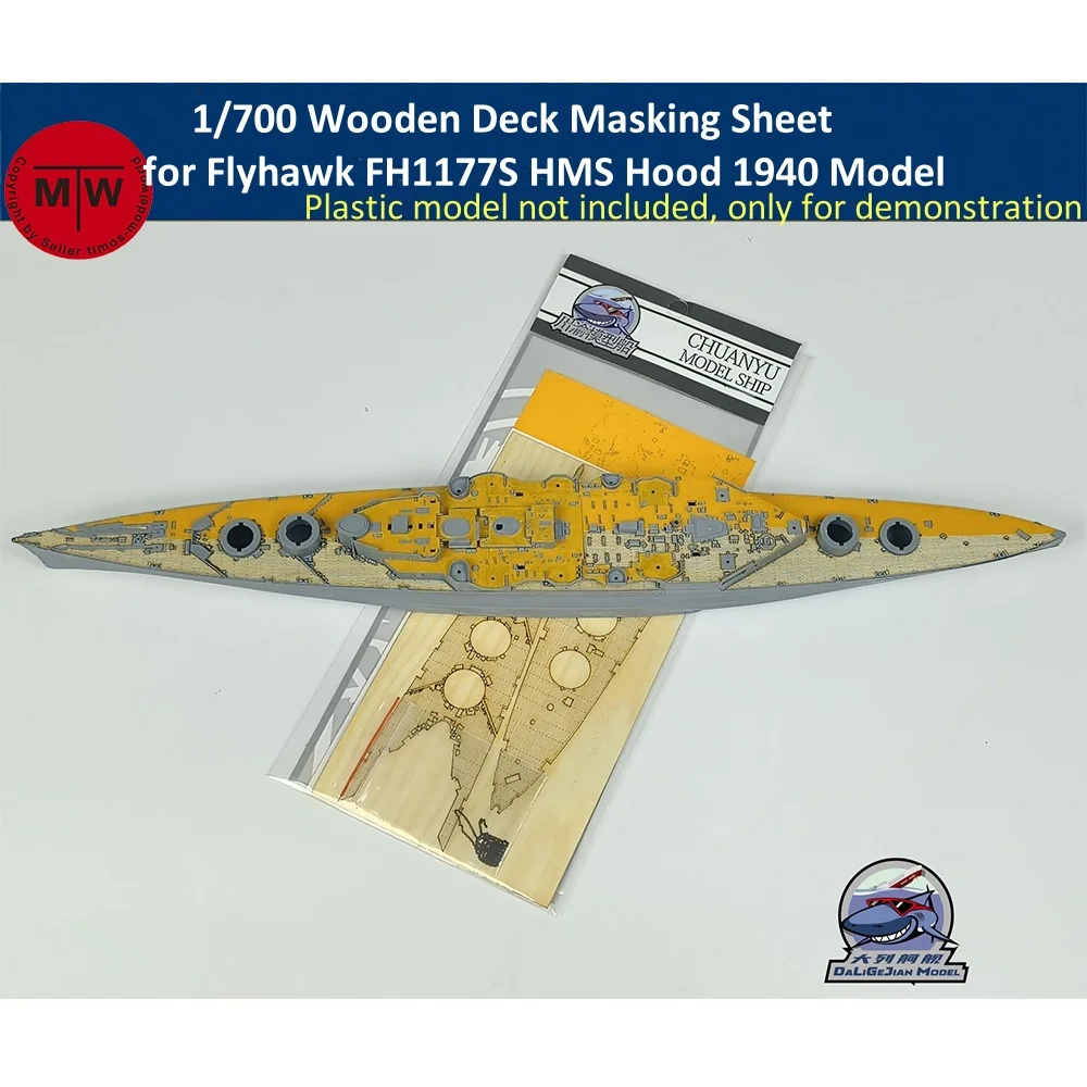 

1/700 Scale Wooden Deck Masking Sheet for Flyhawk FH1177S HMS Hood 1940 Model CY700130
