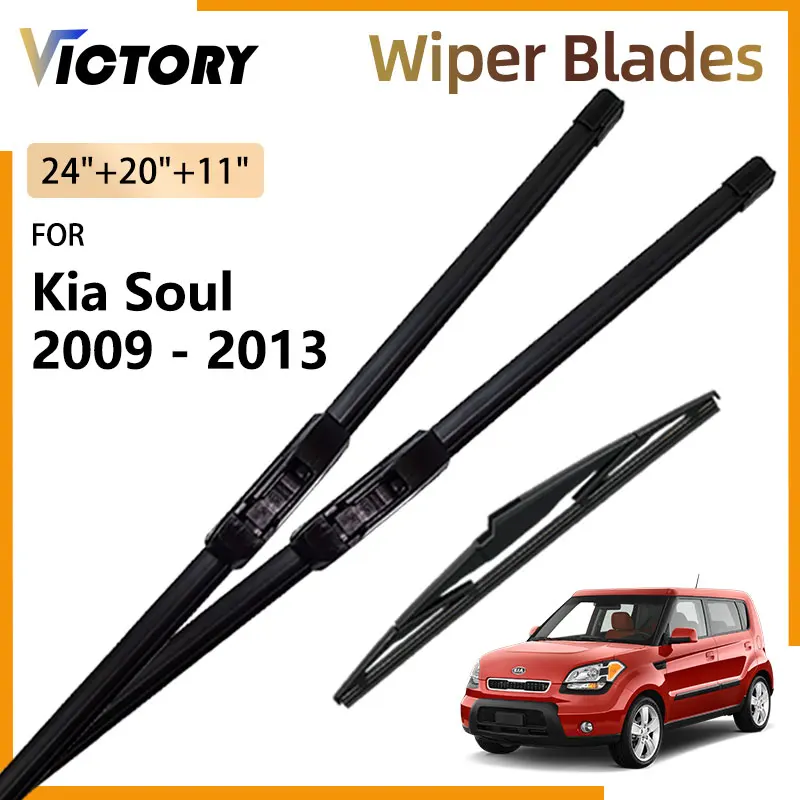 

Front Rear Wiper Blades For Kia Soul AM 2009 - 2013 2012 2011 2010 Accessories Windshield Windscreen Window Brushes 24"+20"+11"