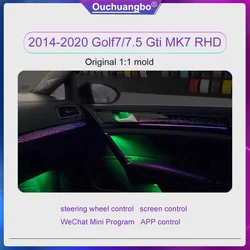 Ouchuangbo oświetlenie otoczenia LED dla VW Golf 7 gti 7.5 MK7 2014-2020 atmosfera środowiskowy nastrój ambilight oświetlenie lumiere podświetlenie