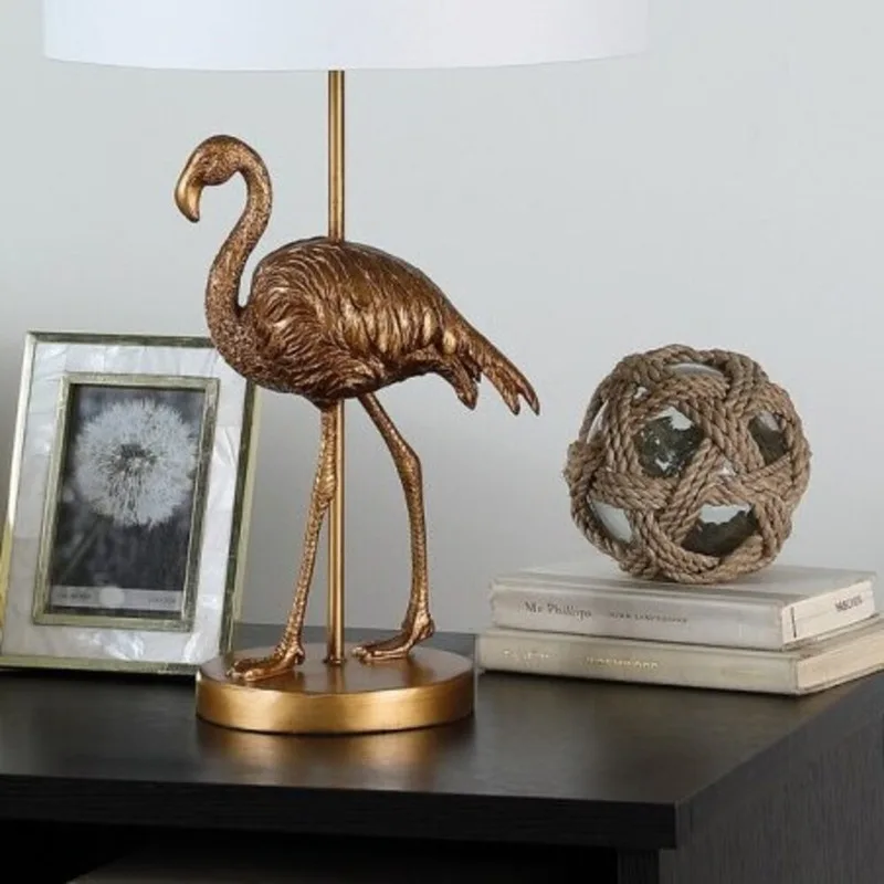 ماتي الذهب فلامنغو الراتنج الجدول مصباح ديكور المنزل الحديث غرفة نوم غرفة المعيشة الإضاءة #3
