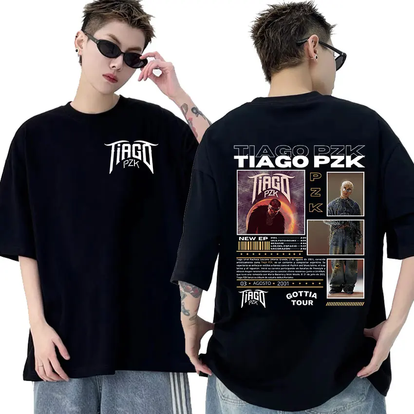 Rapper TIAGO PZK Gottia Tour 2024 Graphic Tee Shirt Men's Women Retro High Quality Oversized Cotton T-shirts Hip Hop Streetwear