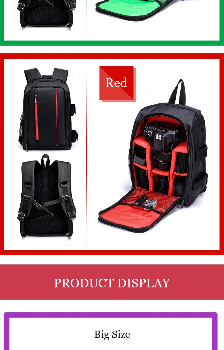 Rucksack für Kameratasche, wasserdicht, Outdoor-Fotografenrucksäcke für Video, digitale DSLR-Fototasche, Tasche für Canon/für Nikon – Detail 17