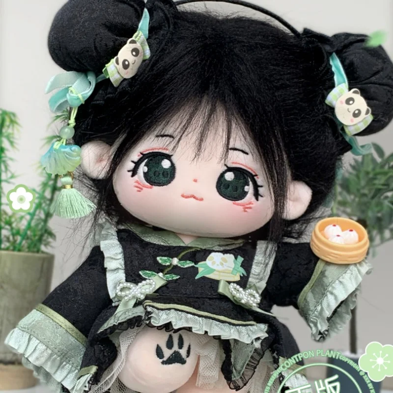 

New Arrival No Attributes 20cm Cute Doll Ancient Style Bamboo Sister Cotton Doll with Skeleton Black Fried Hair with Clothes