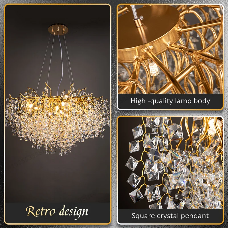 Modern Crystal Chandelier Light Luxury For Dining Living Room Kitchen Table Large Crystal Round/long Ceiling Light Fixtures