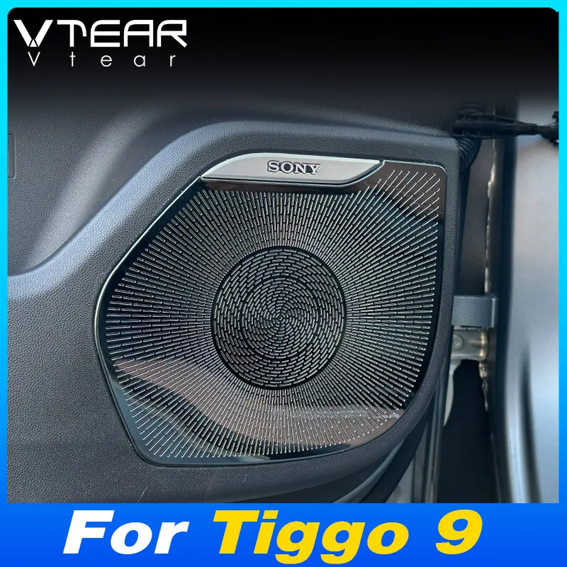 Vtear Car Door Speaker Frame Cover Audio Horn Protect Sticker Interior Stainless Steel Decoration Parts For Chery Tiggo 9 2025