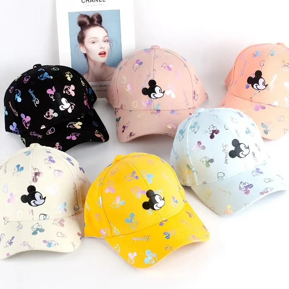 

Новая бейсболка с рисунком Микки Мауса для девочек и мальчиков, шляпа от солнца, повседневная модная регулируемая разноцветная уличная кепка для детей 7-13 лет