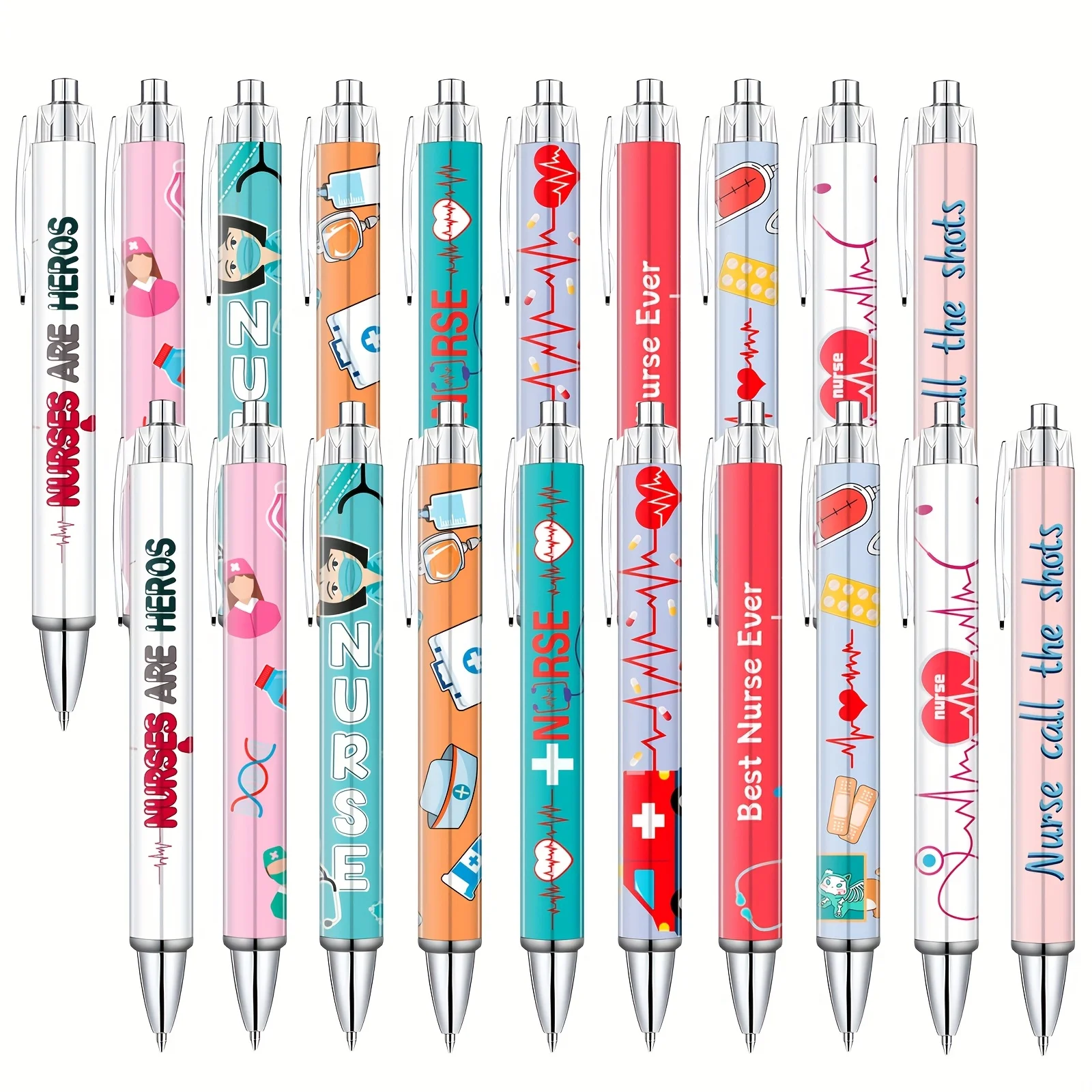 

10/20/30 Pcs Nurse Ballpoint Pens Lovely Cartoon Cute Retractable Nursing Funny Ink for Medical Assistants Workers