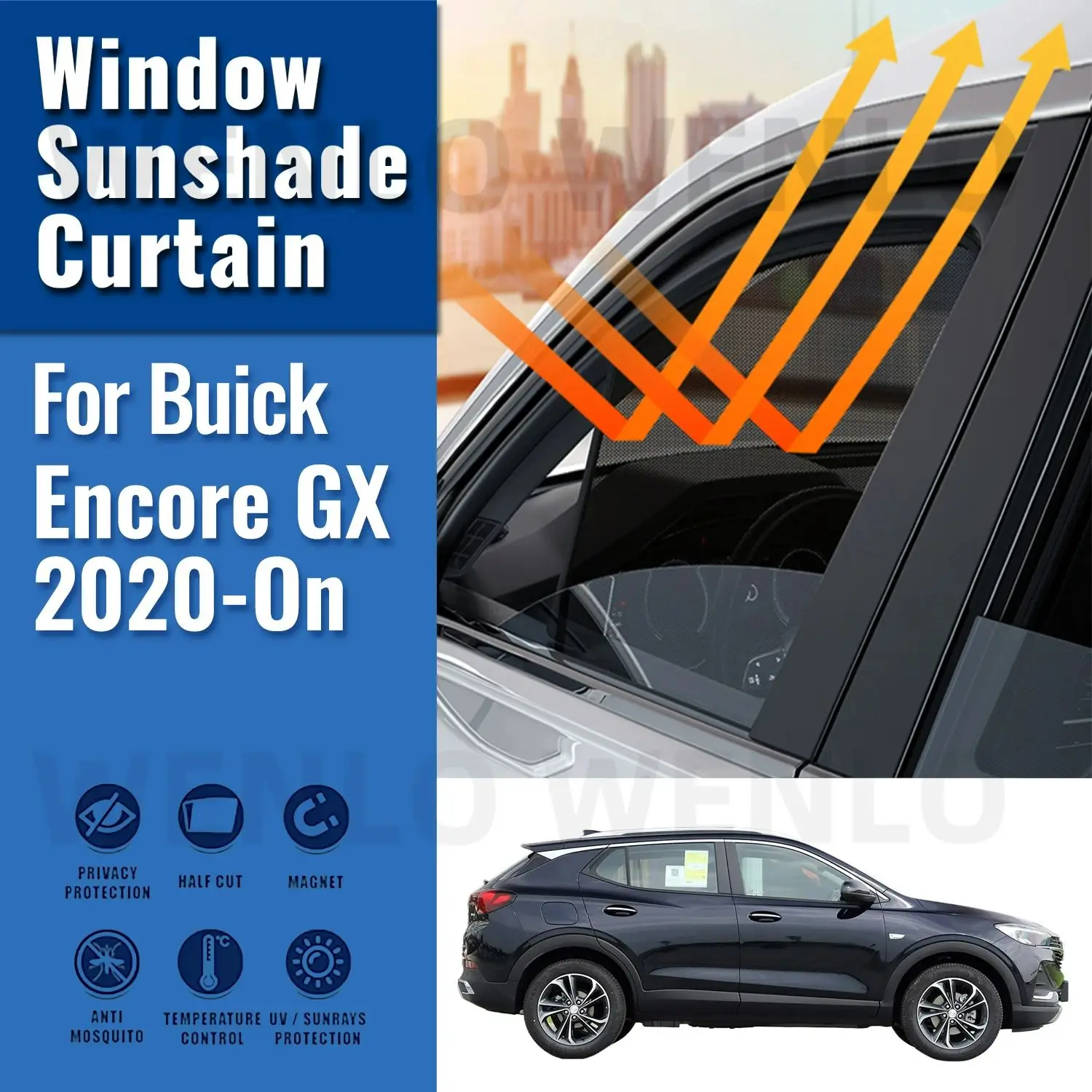 For Buick Encore GX 2020 2021 2022 2023 2024 Car Sunshade Shield Front Rear Windshield Curtain Side Baby Window Sun Shade Visor