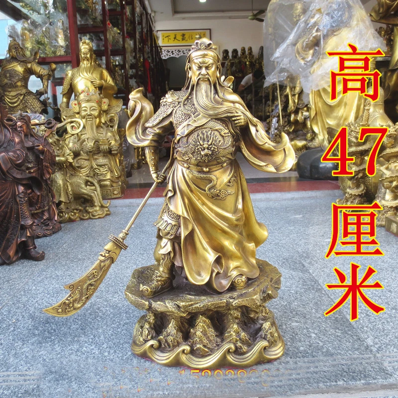 47CM large # Asia home Shop company effective thriving business recruiting money Wealth God GUAN GONG FENG SHUI COPPER statue