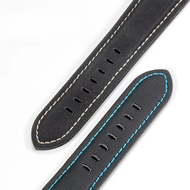 Breathable Carbon Fiber Grain Leather Watch Strap for Panerai 441 Pam01661 Men Anti-Allergy Watchband Nylon 20 22 24 26mm