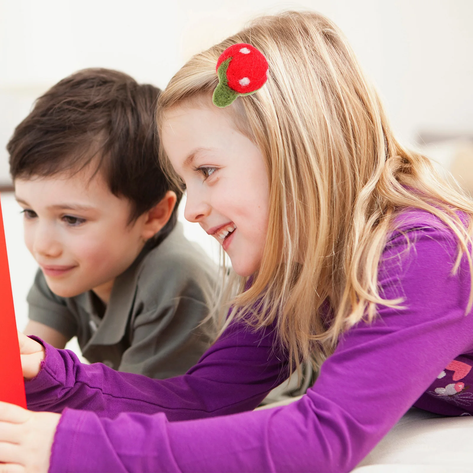 

5pcs Wool Felt Strawberry Hairpin Diy Ornaments Craft Decorative Accessories For Brooch Headdress Clothing Sewing Handmade Kit