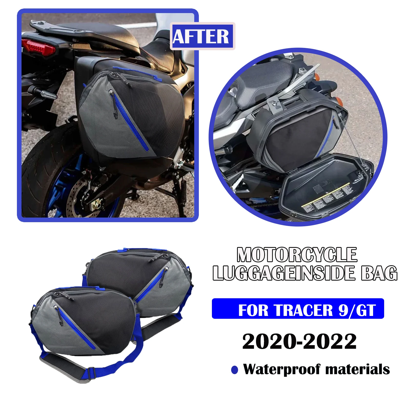 

For Yamaha Tracer900 2020-2022 Tracer 9 GT TRACER 900GT Motorcycle Luggage Bags side pockets Black Expandable Inner Bags
