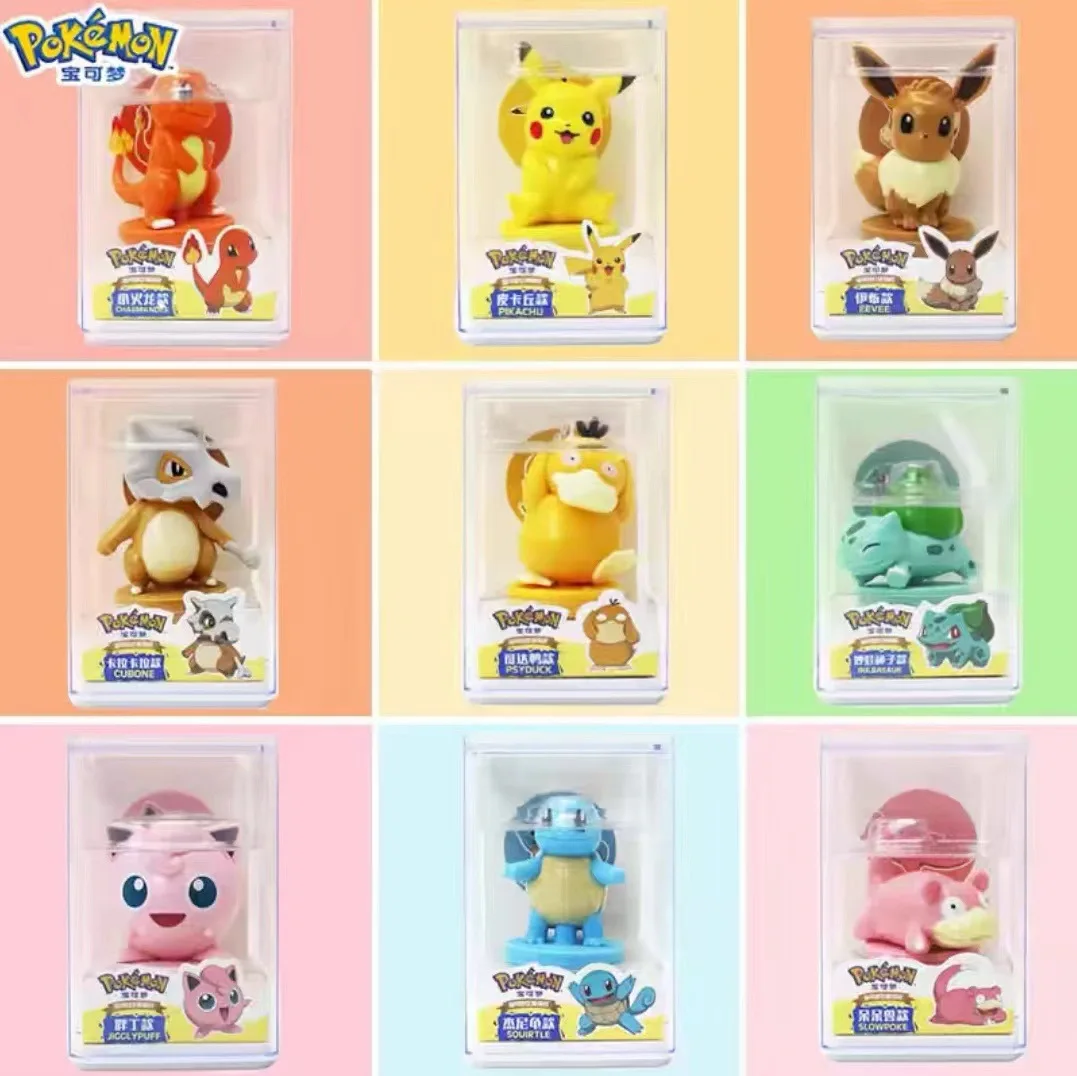 แสตมป์ของเล่นโปเกมอนฟิกเกอร์ตกแต่ง Pikachu Psyduck Bulbasaur Jigglypuff eevee gengar Karaka Squirtle