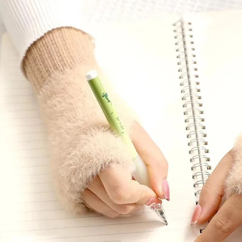 قفازات الشتاء القطيفة للنساء طويلة بلون الصوف الحراري الكتابة القيادة مكتب شاشة تعمل باللمس نصف اصبع قفازات متماسكة دافئة